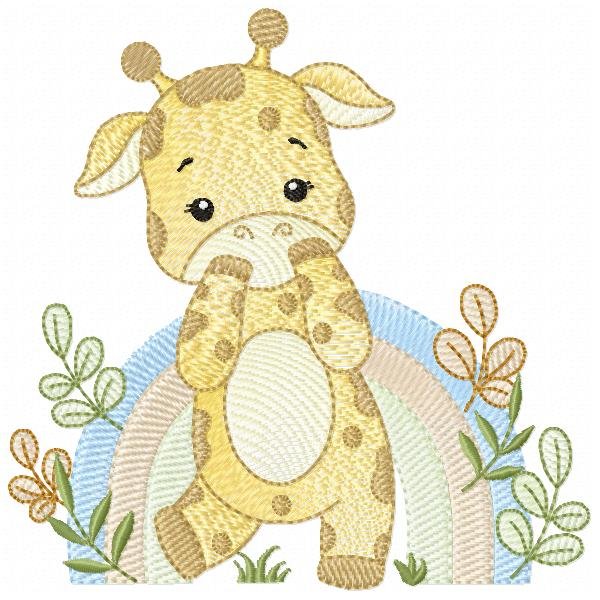 Girafa Baby com Arco-Íris